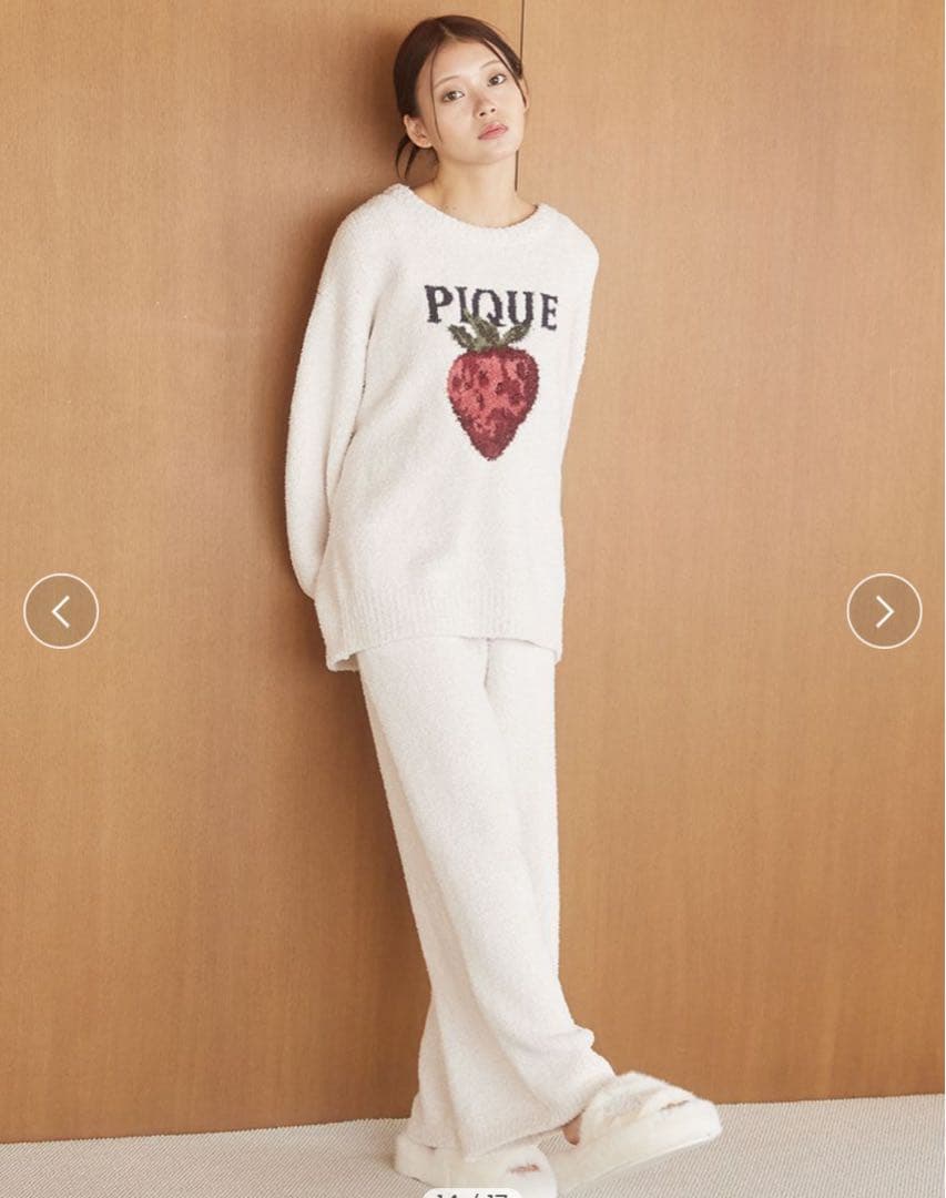 ジェラートピケ メランジストロベリージャガードプルオーバー&ロングパンツ