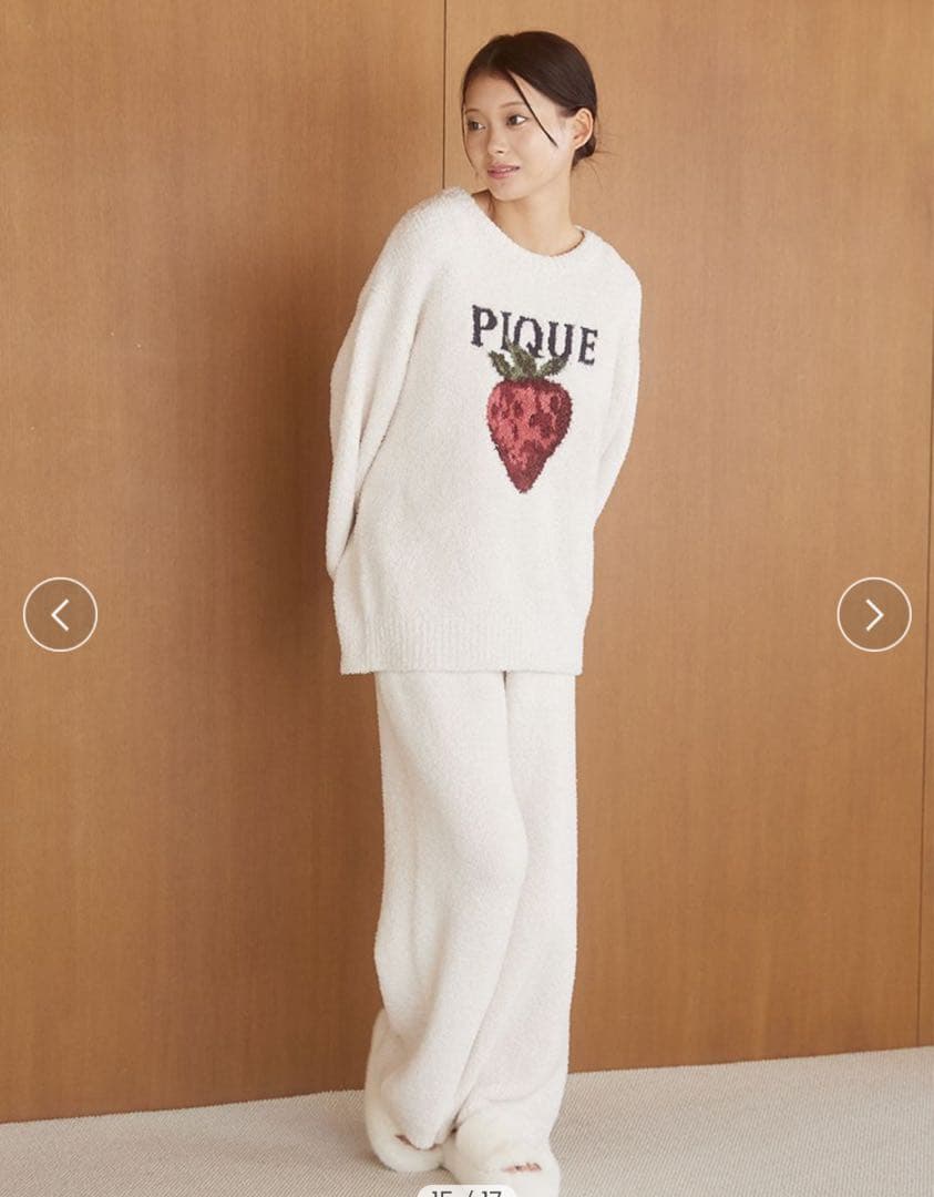 ジェラートピケ メランジストロベリージャガードプルオーバー&ロングパンツ