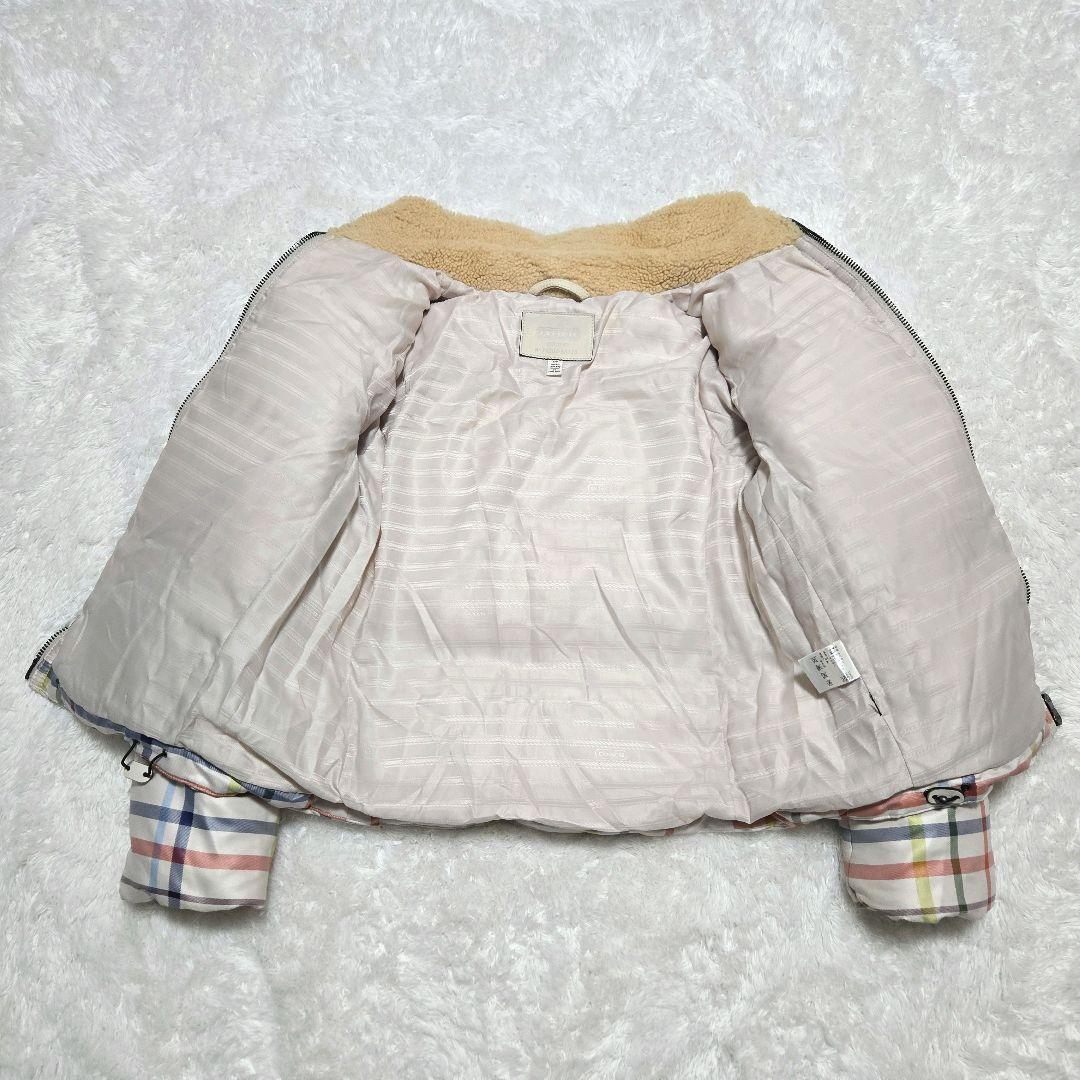 リクエスト品☆COACH ダウンジャケット ボア襟 羊革 マルチチェック S/P