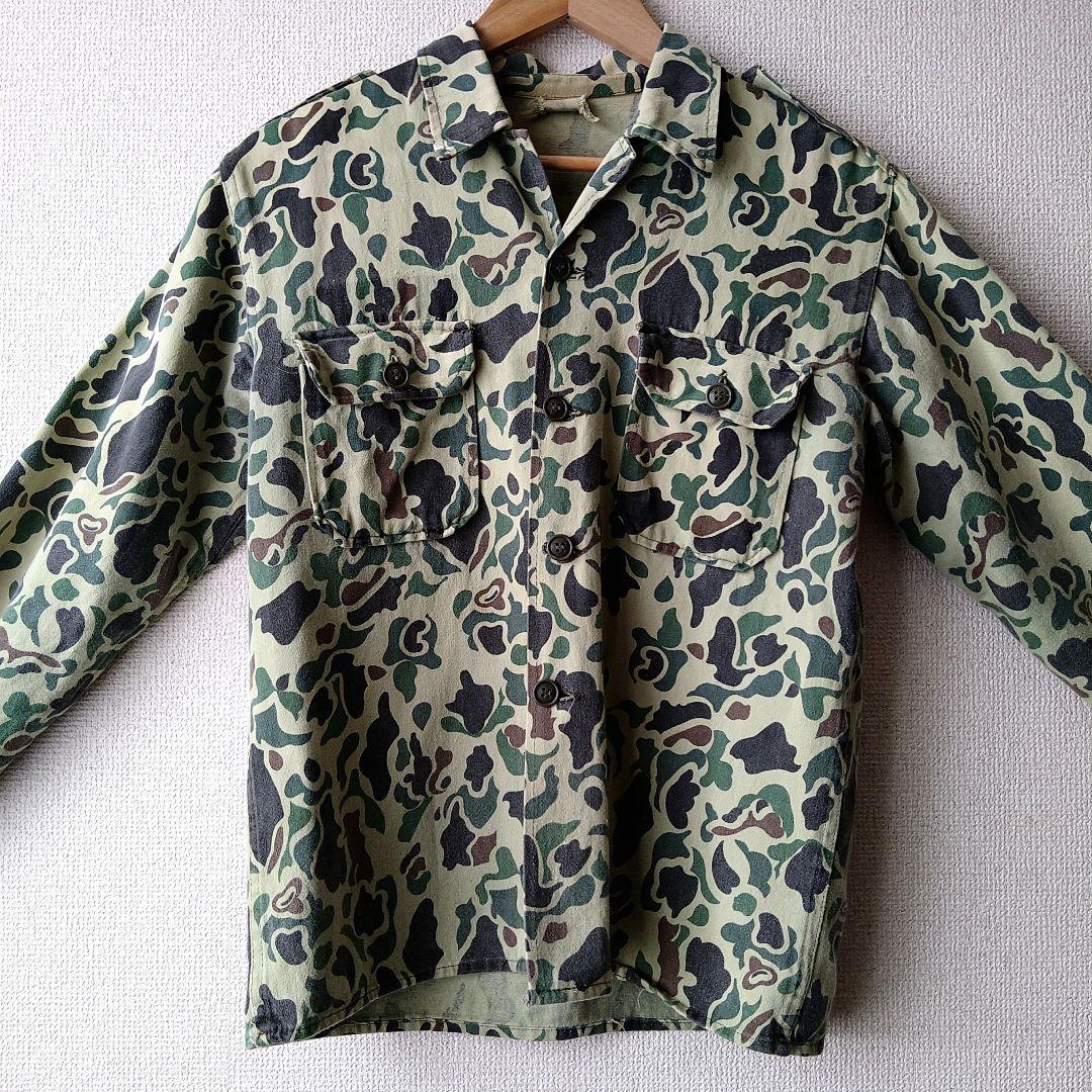 60s 70s ベオガムカモ ダックハンターカモ ミリタリー シャツ US36程