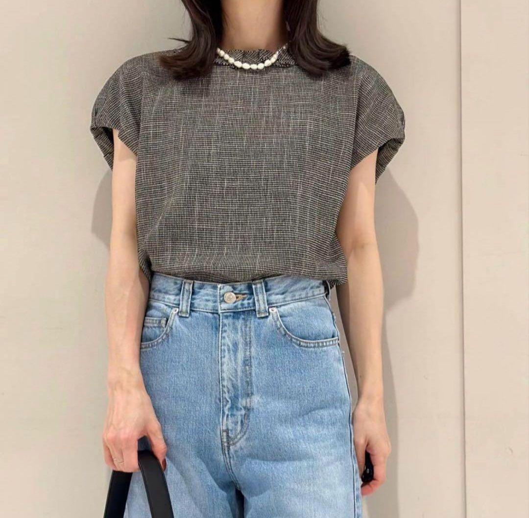 Ballsey ポリエステルレーヨンカラミ フレンチスリーブブラウス