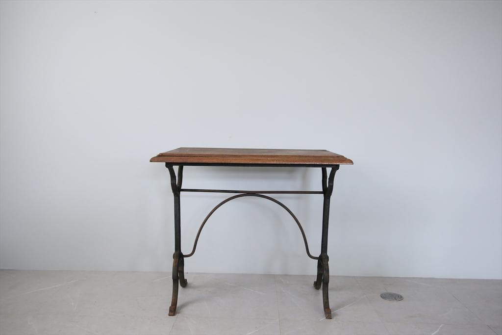 フランスアンティーク鉄脚カフェテーブル/ビストロ机/ダイニング飾り棚(86-96