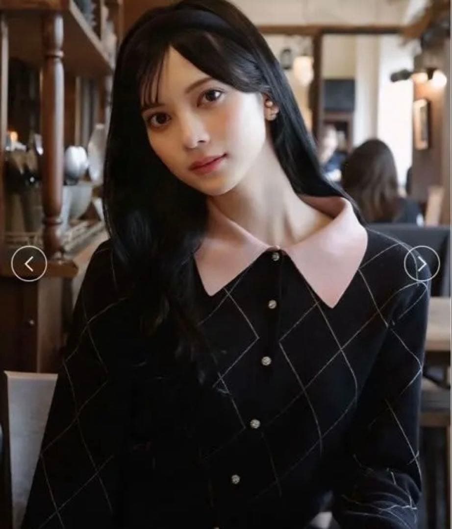 新品未使用　USAGI ONLINE限定アーガイルチェックカーディガン　ブラック