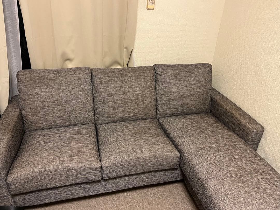 【愛媛県発送】ニトリ　布張りカウチソファ　グレー L字型。