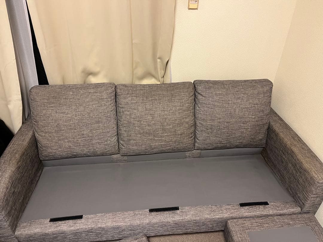 【愛媛県発送】ニトリ　布張りカウチソファ　グレー L字型。