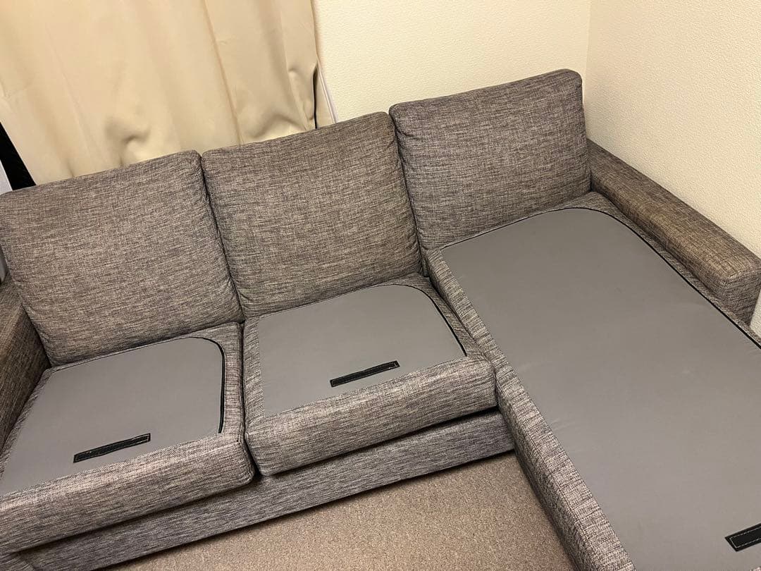 【愛媛県発送】ニトリ　布張りカウチソファ　グレー L字型。