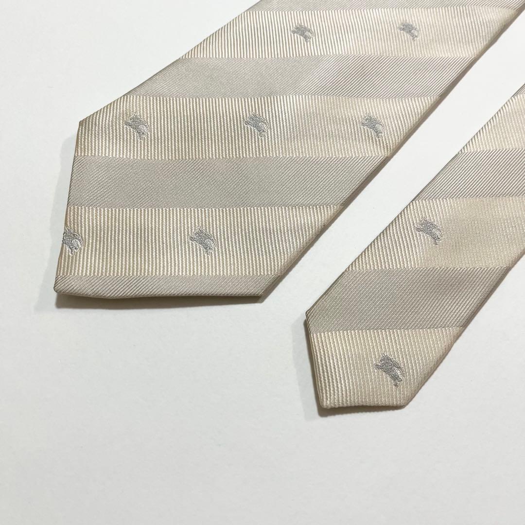 激レア★【美品】バーバリー ネクタイ ホースロゴ×ストライプ柄 シルク100%