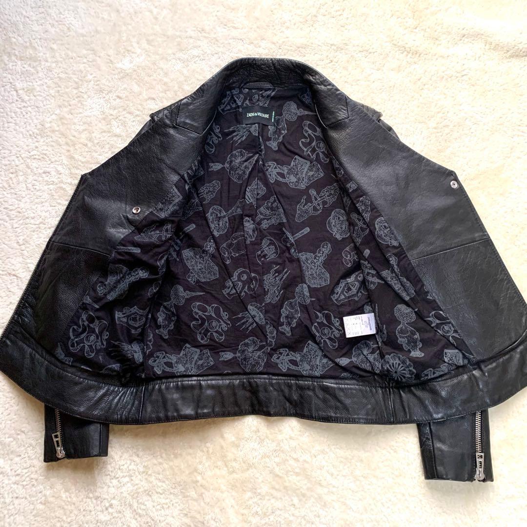 ✨美品✨ ZADIG&VOLTAIRE カウレザー ダブルライダース 星刺繍 黒