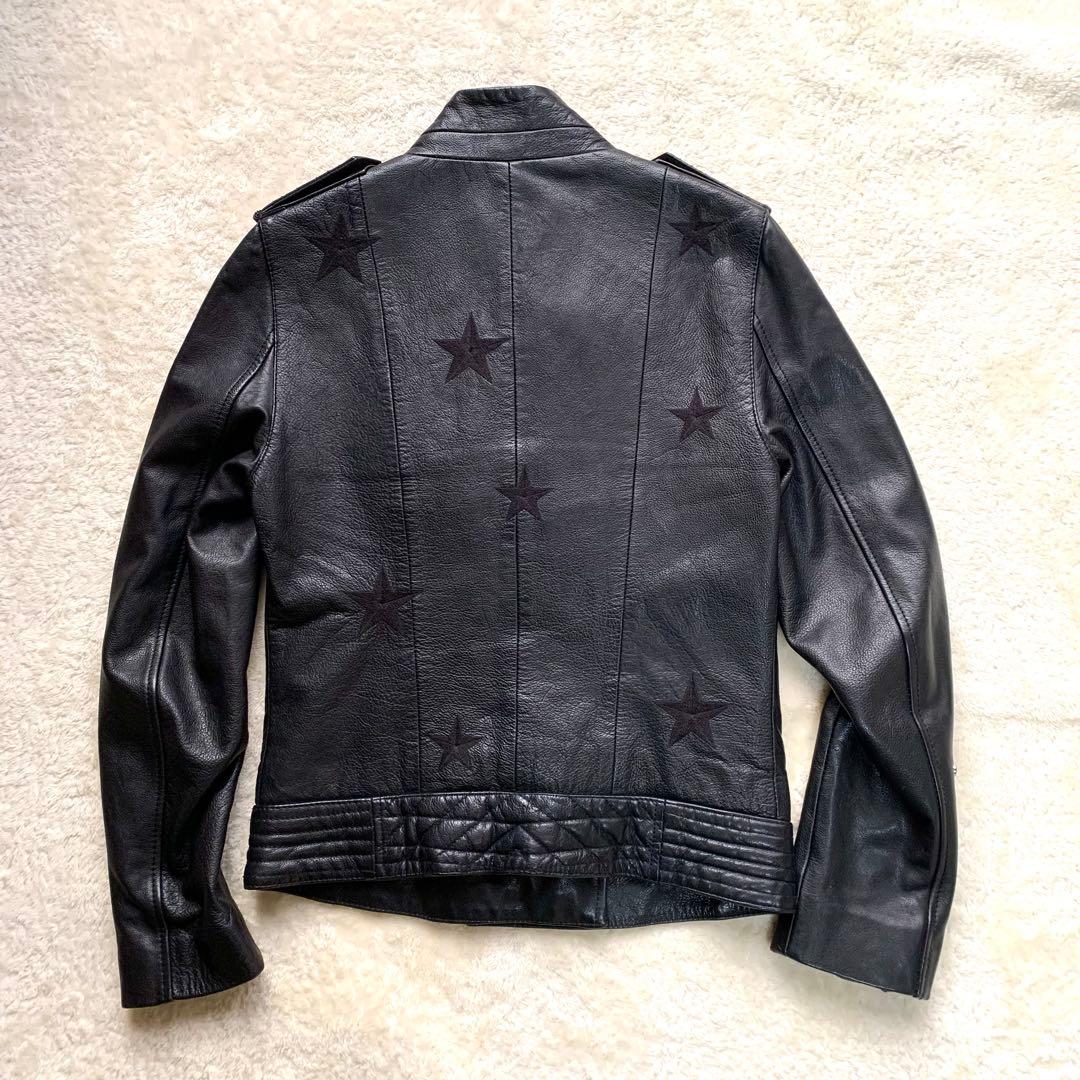 ✨美品✨ ZADIG&VOLTAIRE カウレザー ダブルライダース 星刺繍 黒