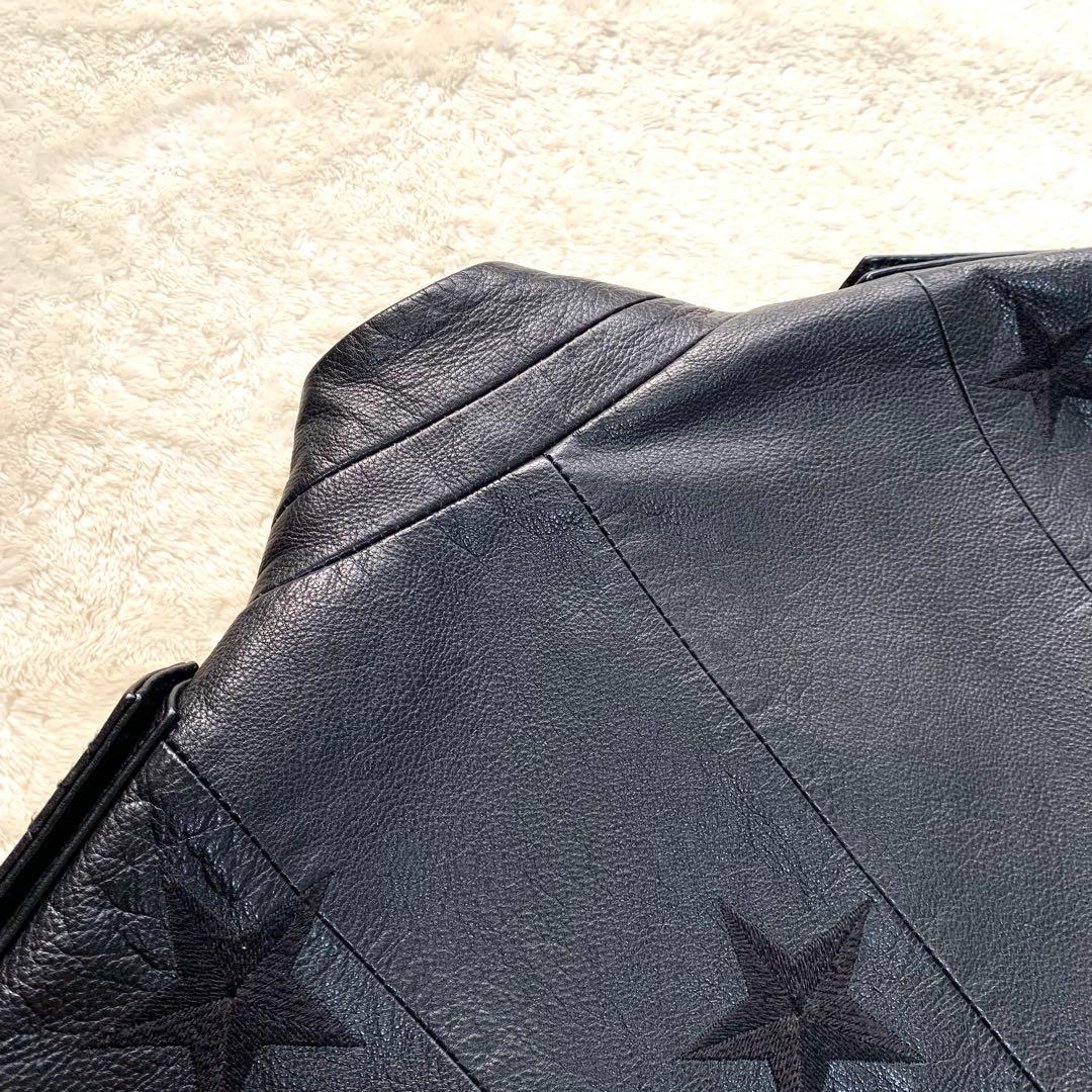 ✨美品✨ ZADIG&VOLTAIRE カウレザー ダブルライダース 星刺繍 黒