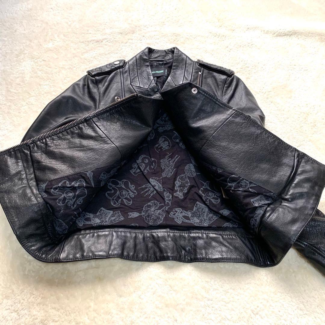 ✨美品✨ ZADIG&VOLTAIRE カウレザー ダブルライダース 星刺繍 黒