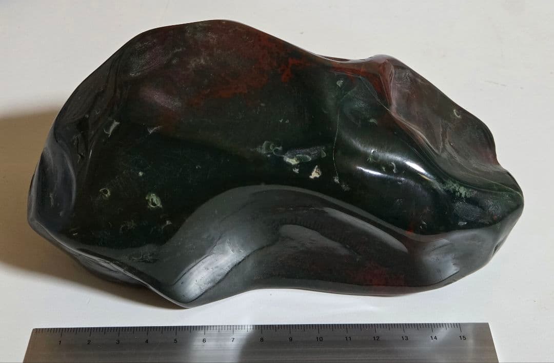 ジャスパー　緑碧玉　赤碧玉　磨き石　1574g　W180×D77×H84mm