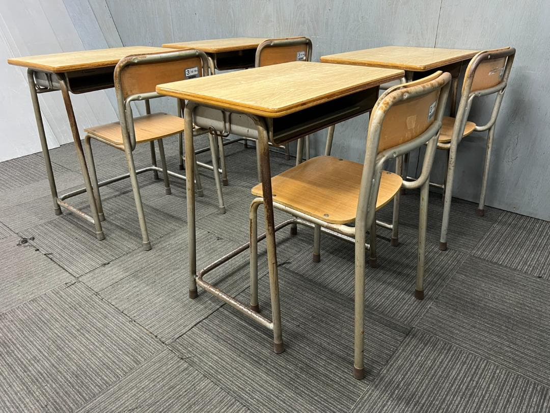 471◆格安配送地域あり◆ホウトク◆学童机・椅子4組(旧JIS3号)学校学習塾
