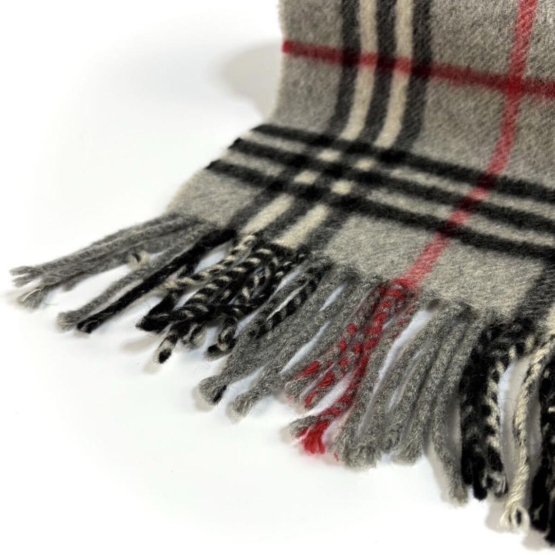 【美品】BURBERRY カシミヤ マフラー グレー ノバチェック英国製 希少品