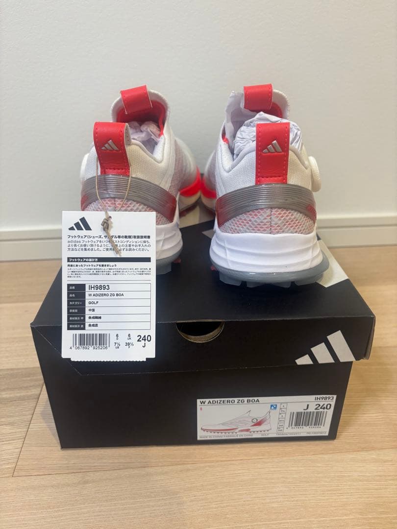 adidas ゴルフシューズ ホワイト/レッド