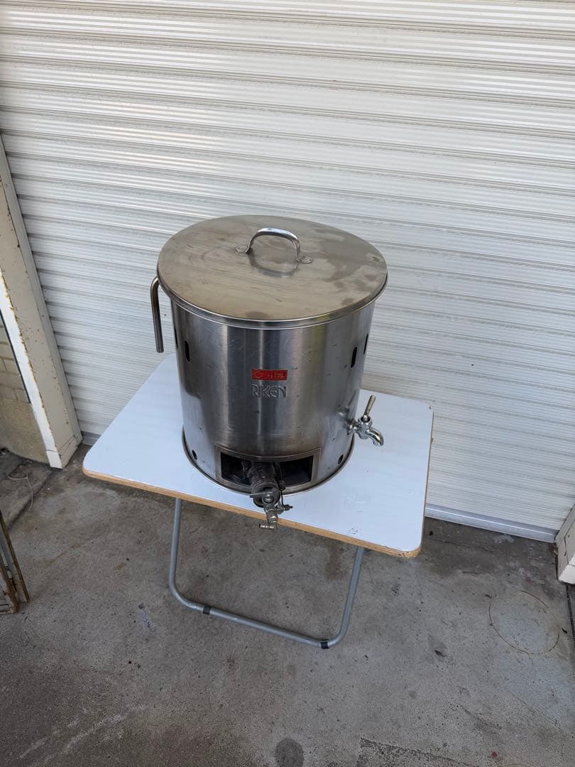 大型ステンレス寸胴茹で麺器ガスバーナー付き