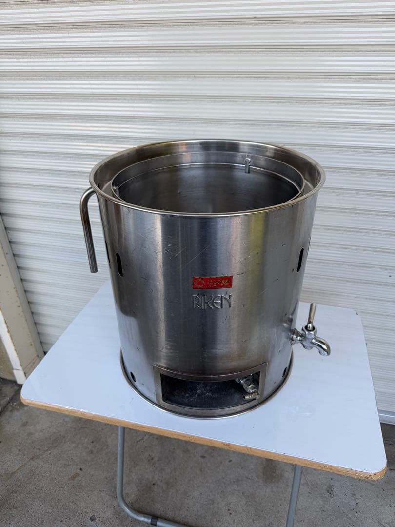 大型ステンレス寸胴茹で麺器ガスバーナー付き