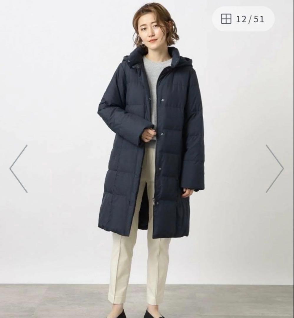 grove ダウンコート　ネイビー　Ｍ　つつまれロングダウン　フェザー　新品