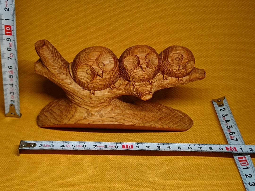 ビンテージ　フクロウ　木彫　天然木　置物　インテリア　工芸品　美術品　A1339