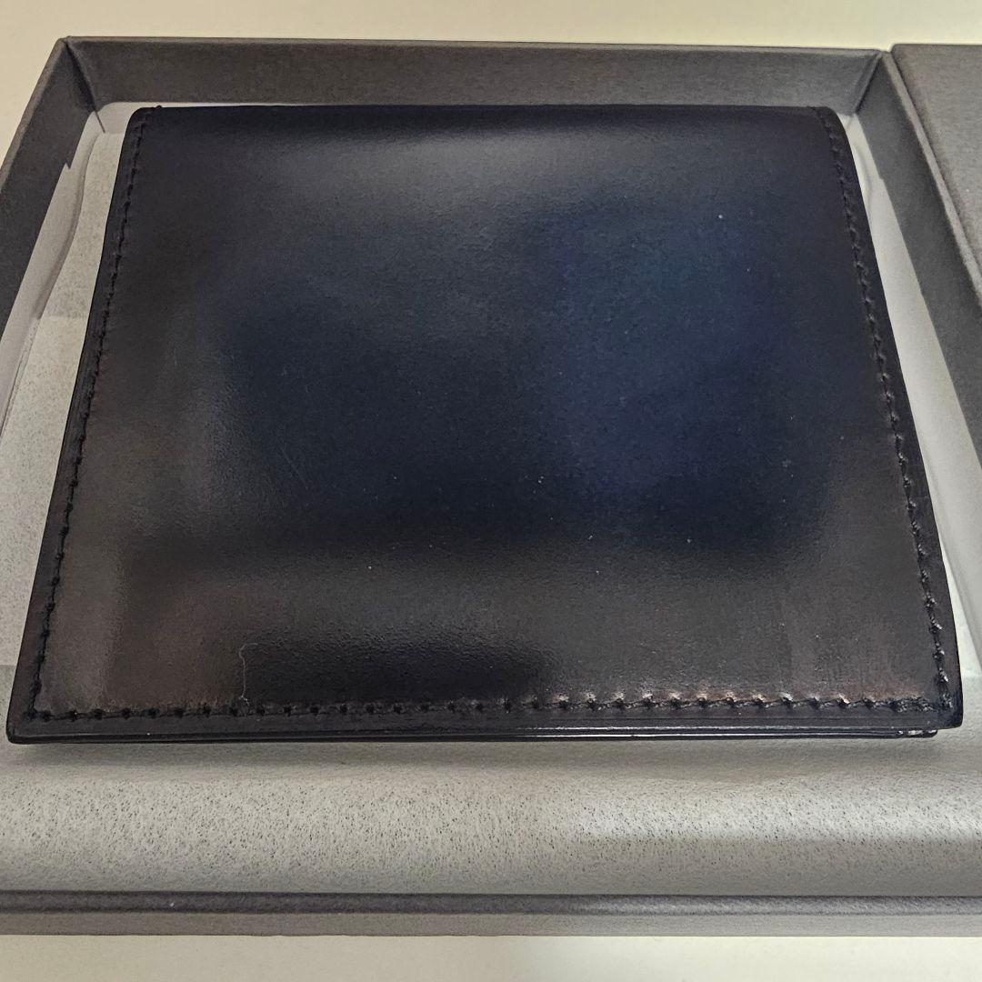 yuhaku ユハク YFC122 コードバン小銭入れ付き薄型二つ折り財布ブルー