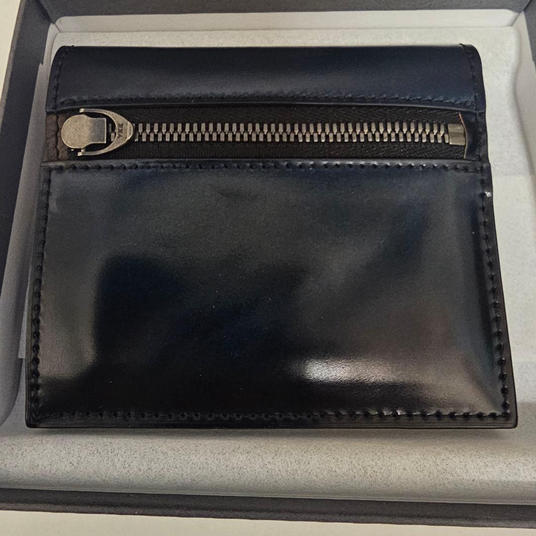 yuhaku ユハク YFC122 コードバン小銭入れ付き薄型二つ折り財布ブルー