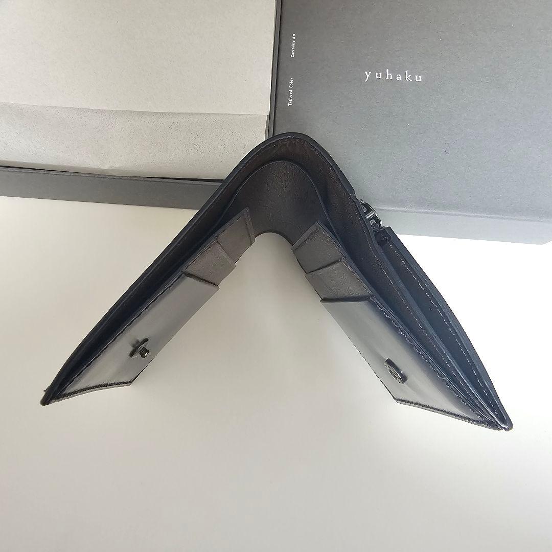 yuhaku ユハク YFC122 コードバン小銭入れ付き薄型二つ折り財布ブルー