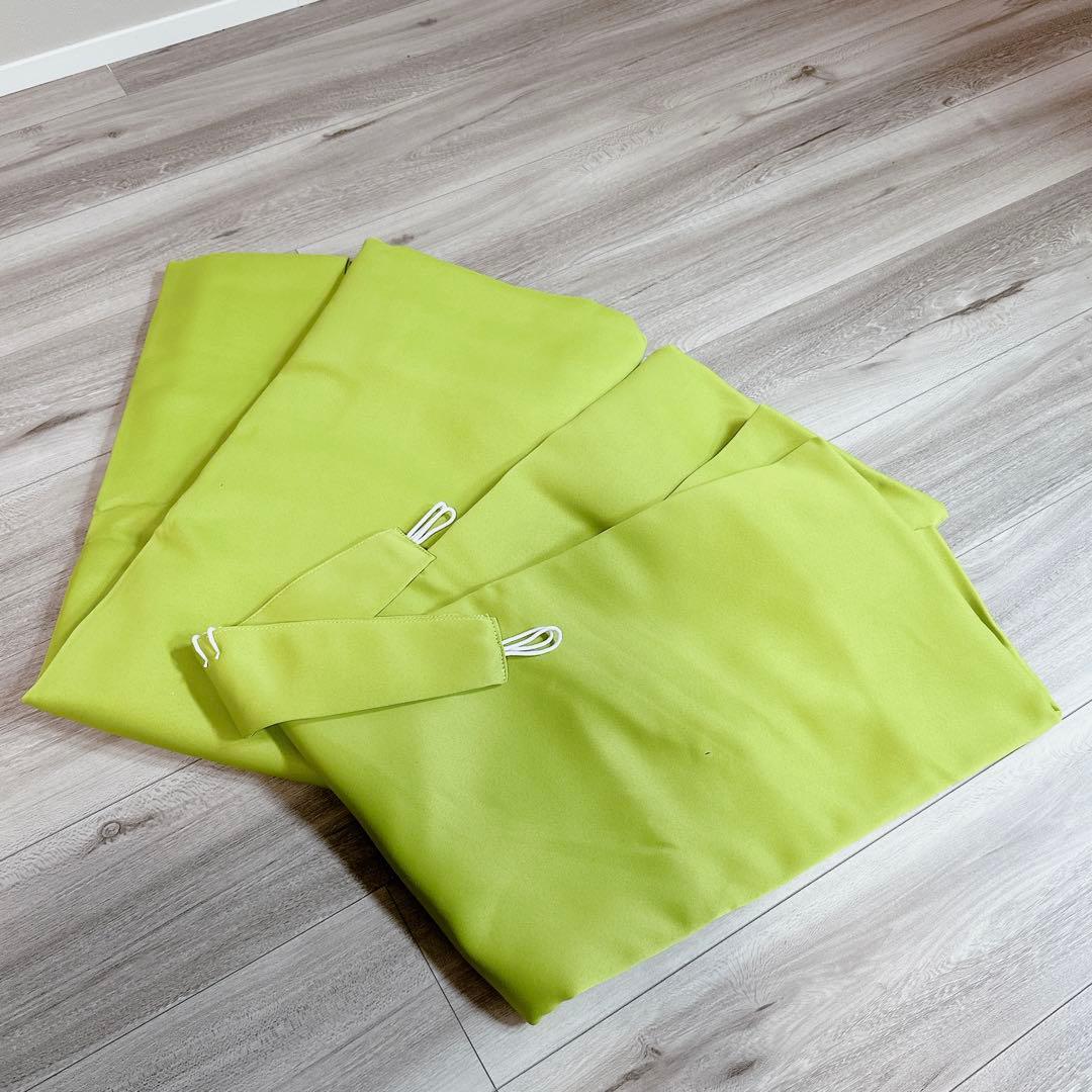 ♪カーテン 節電対策 黄緑 幅100×丈200cm ２枚セット 厚手カーテン