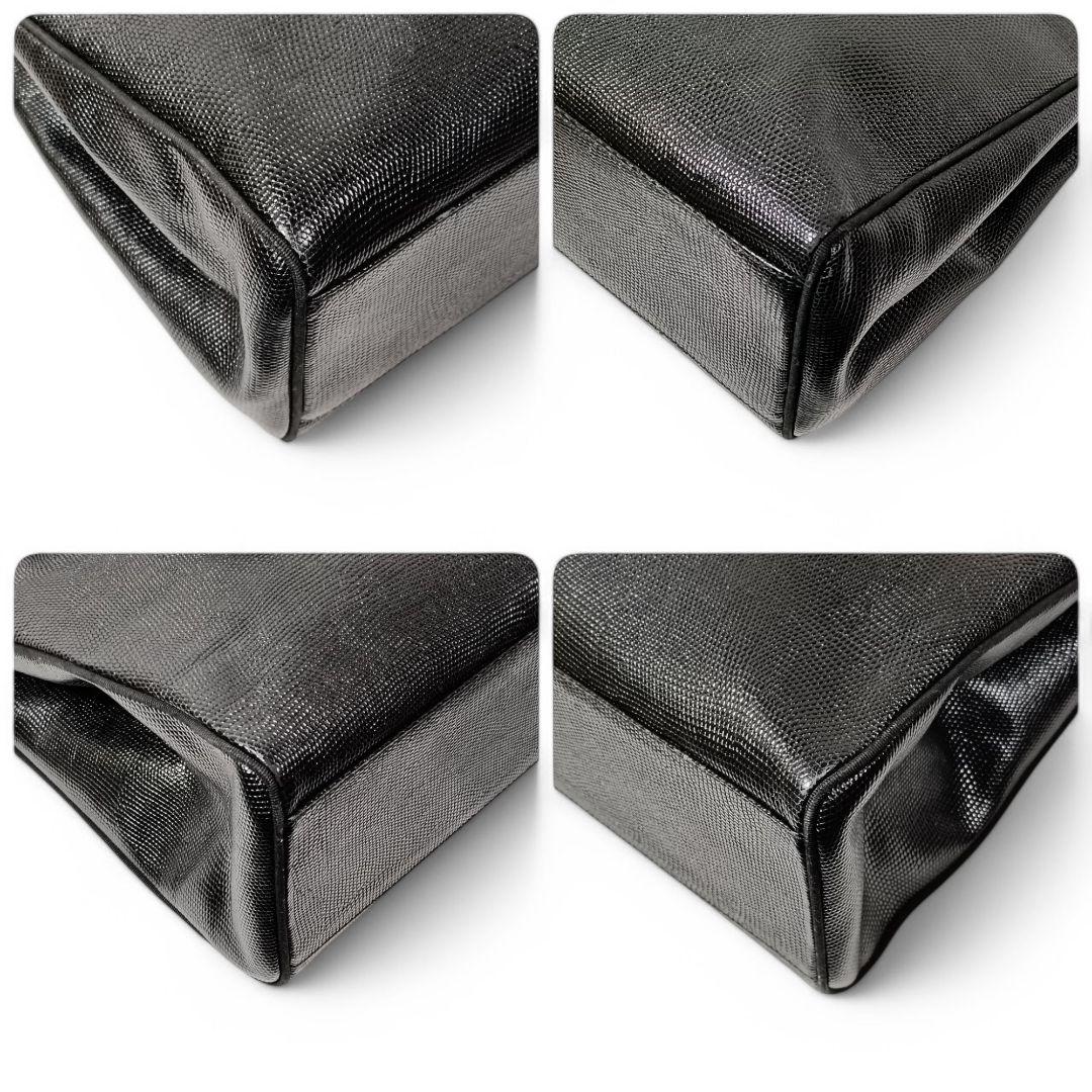 正規品 フェラガモ トートバッグ ヴァラ リザード生地 黒 ブラック A4収納