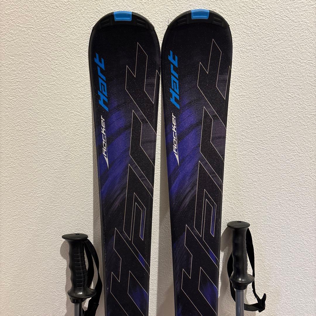 メンズ　HART DIVA スキー板 黒と紫 ビンディング　ポール付き