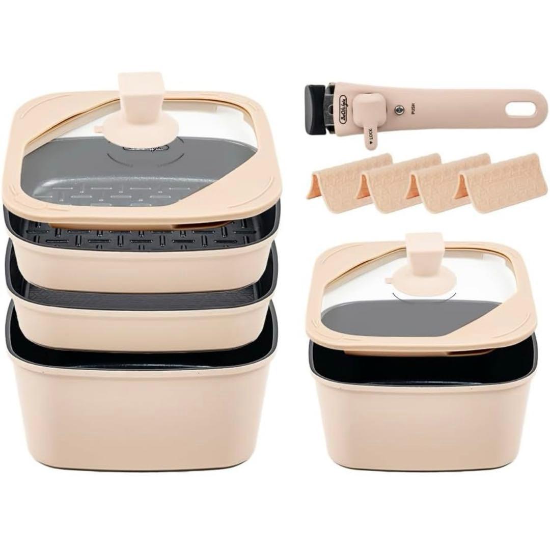 boohgle ボオグル フライパン・鍋 セット IH&ガス火対応 取っ手