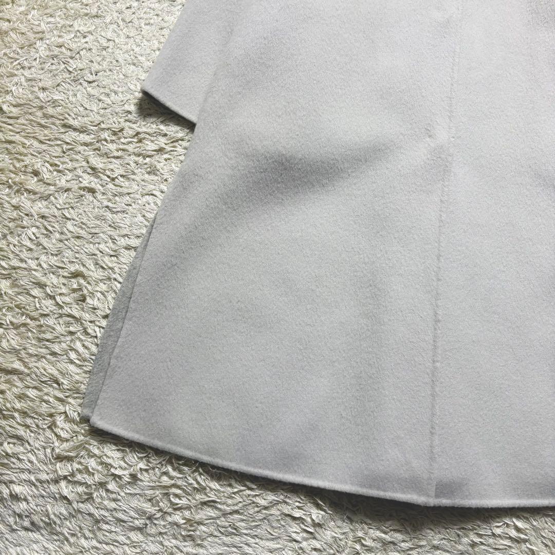 極美品　アドーアADORE カシミヤ混 2トーンコート　ノーカラー　グレー