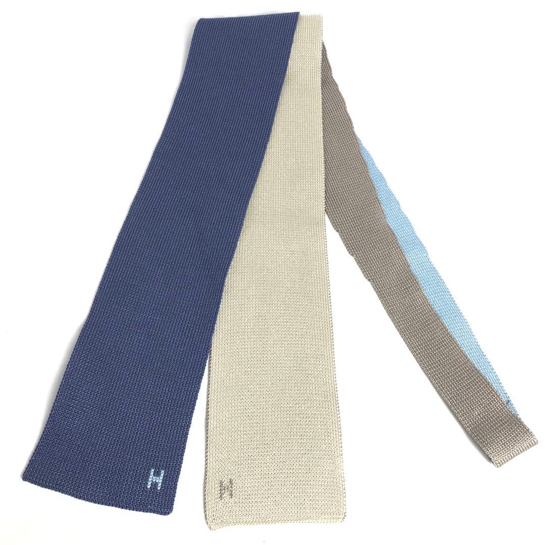 【美品】HERMES エルメス ネクタイ ニットタイ 4WAY キャトルタン