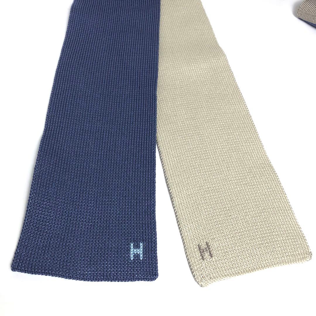 【美品】HERMES エルメス ネクタイ ニットタイ 4WAY キャトルタン