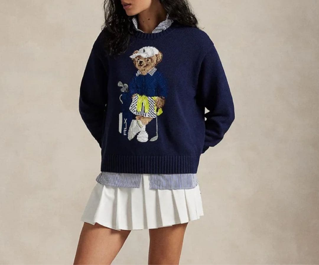 【価格変更後】ラルフローレン テディベア刺繍 ニットセーター ネイビー