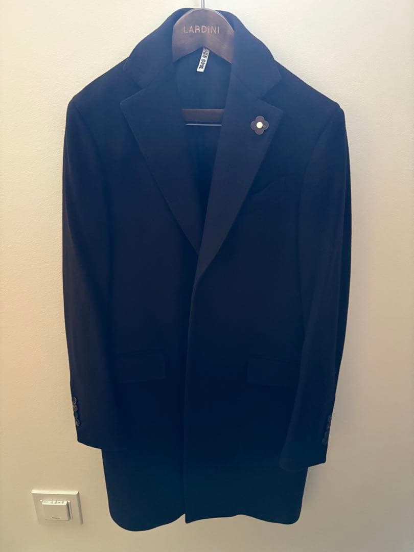【美品】LARDINI チェスターコート ラルディーニ ネイビー46