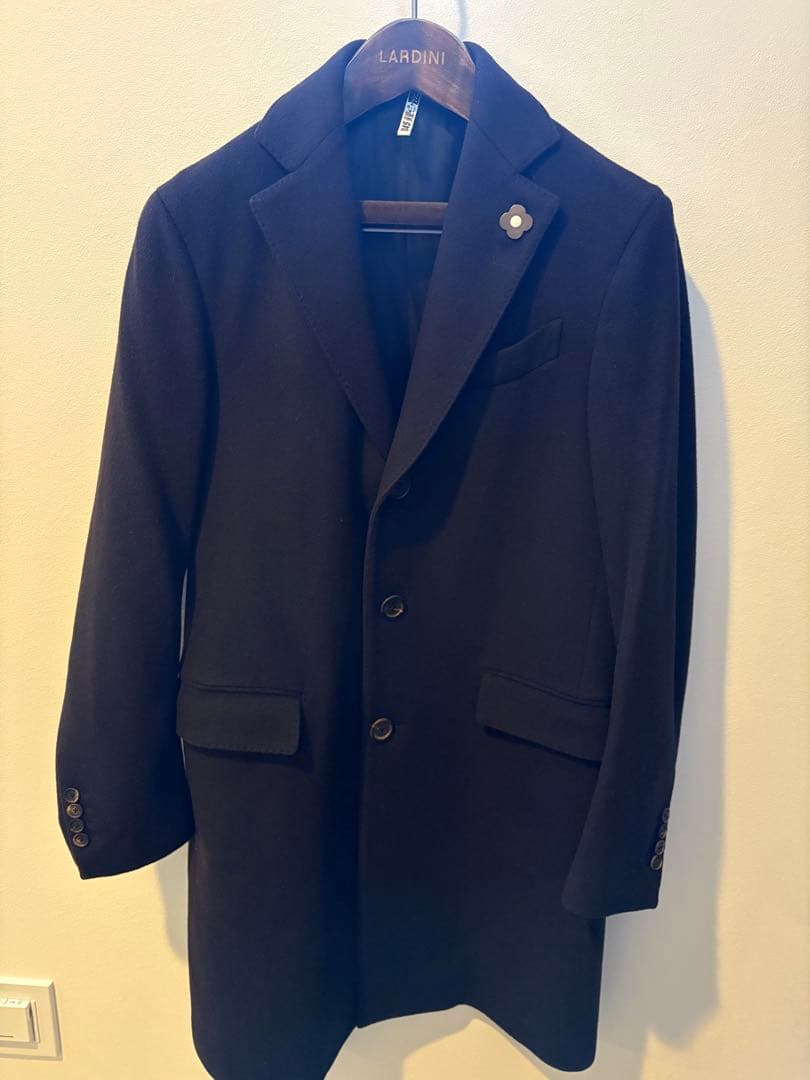 【美品】LARDINI チェスターコート ラルディーニ ネイビー46