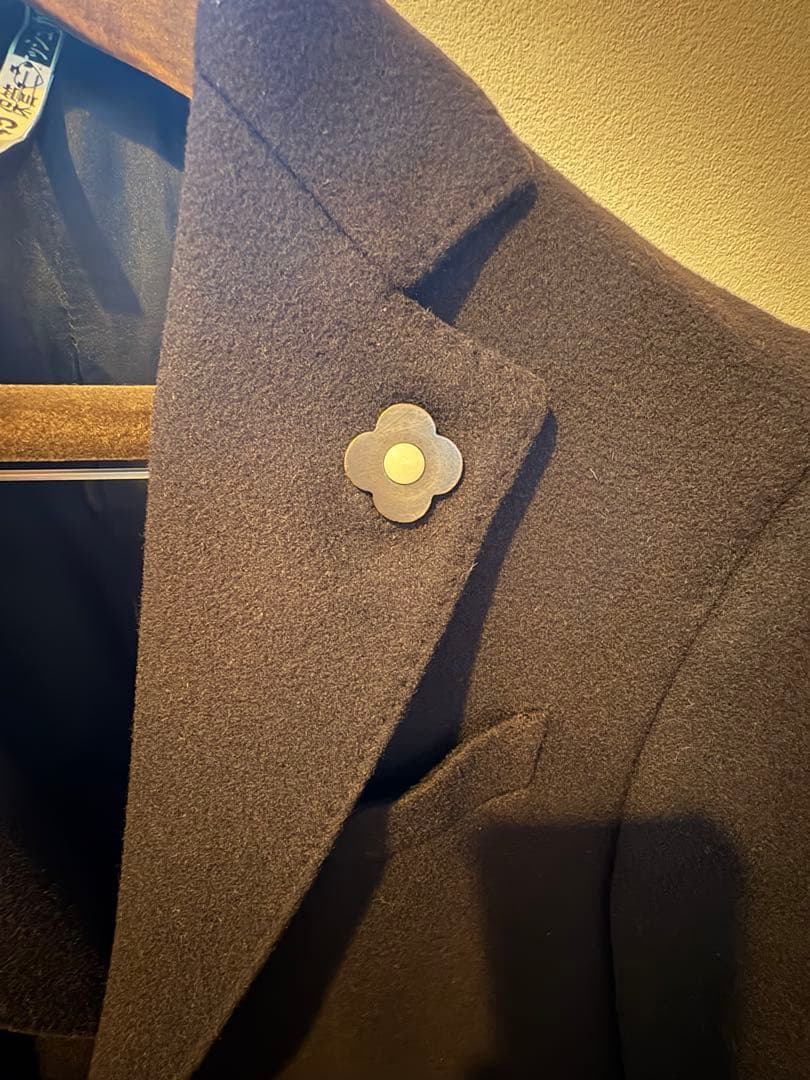 【美品】LARDINI チェスターコート ラルディーニ ネイビー46