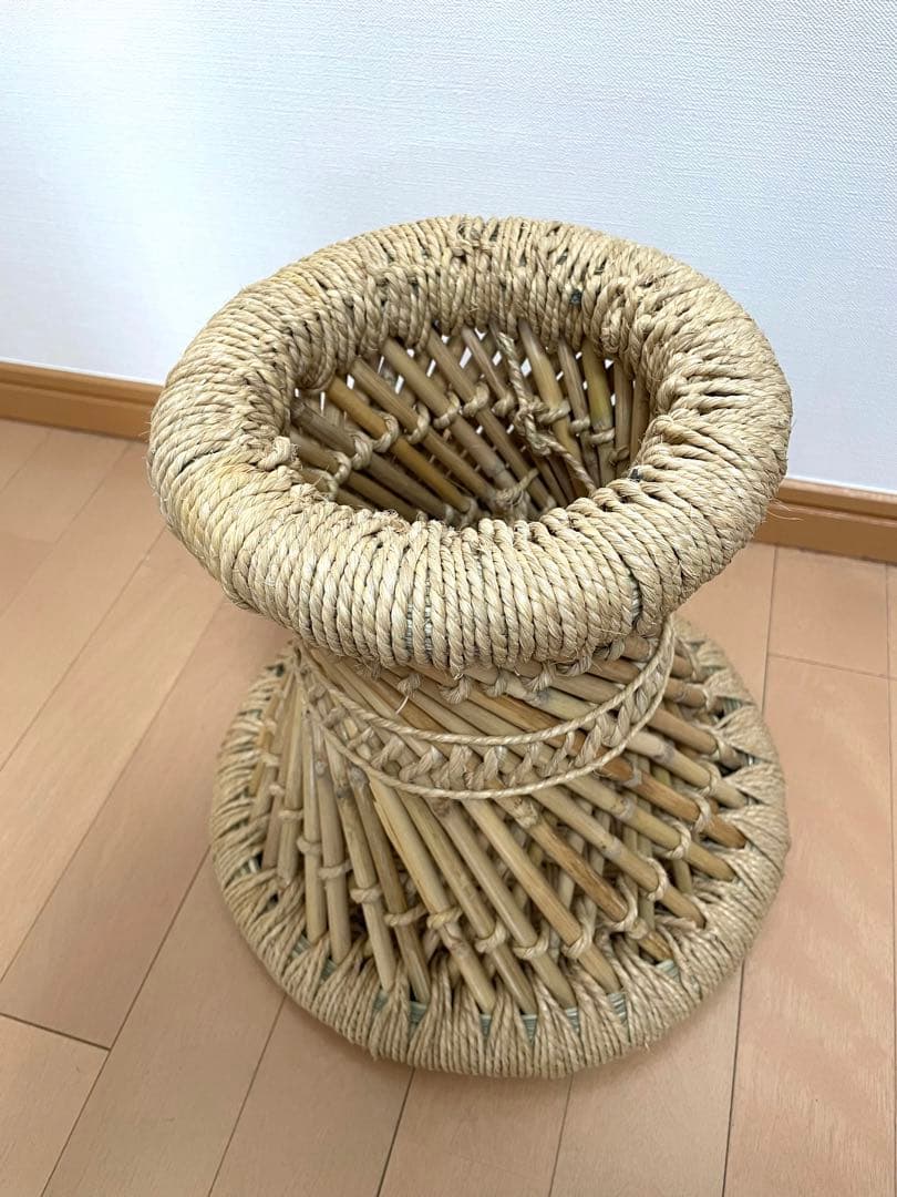 未使用 麻編みスツール ポットカバー 2WAY 南仏デザイン