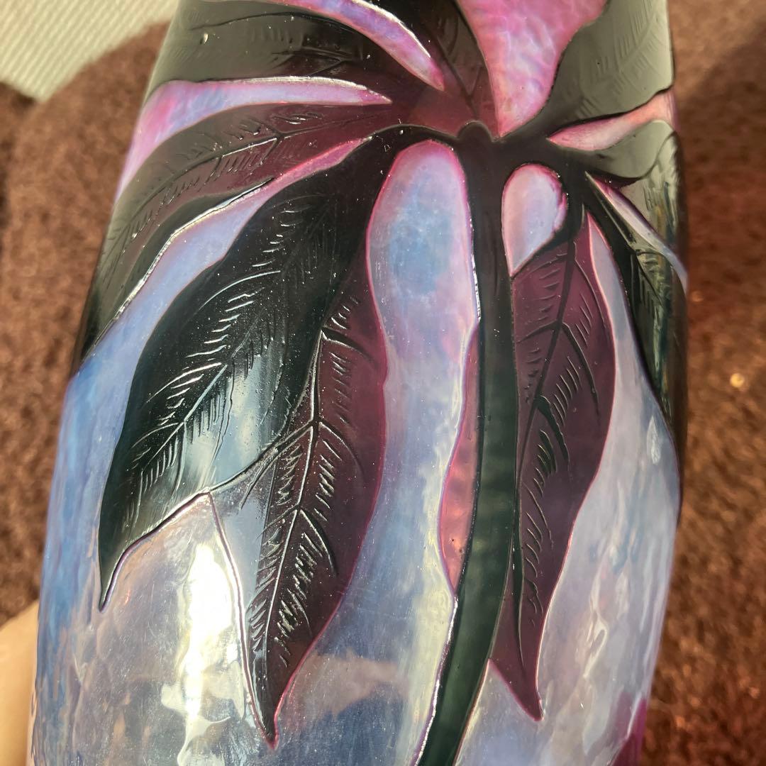 Y*E様 ドーム・ナンシー　花のデザイン ガラス花瓶 黒紫