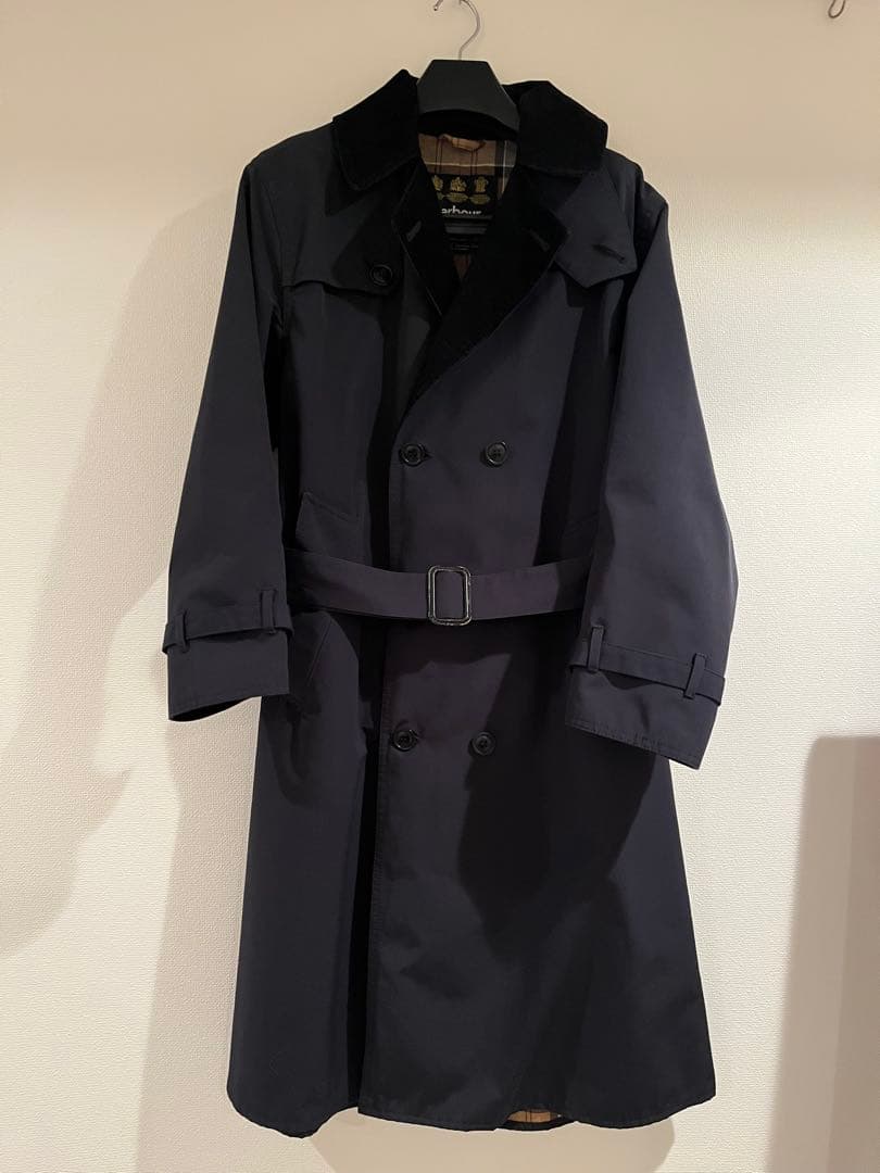 大幅値下げ ブルガリア製 バブアー ノンオイル トレンチコート ネイビー 34