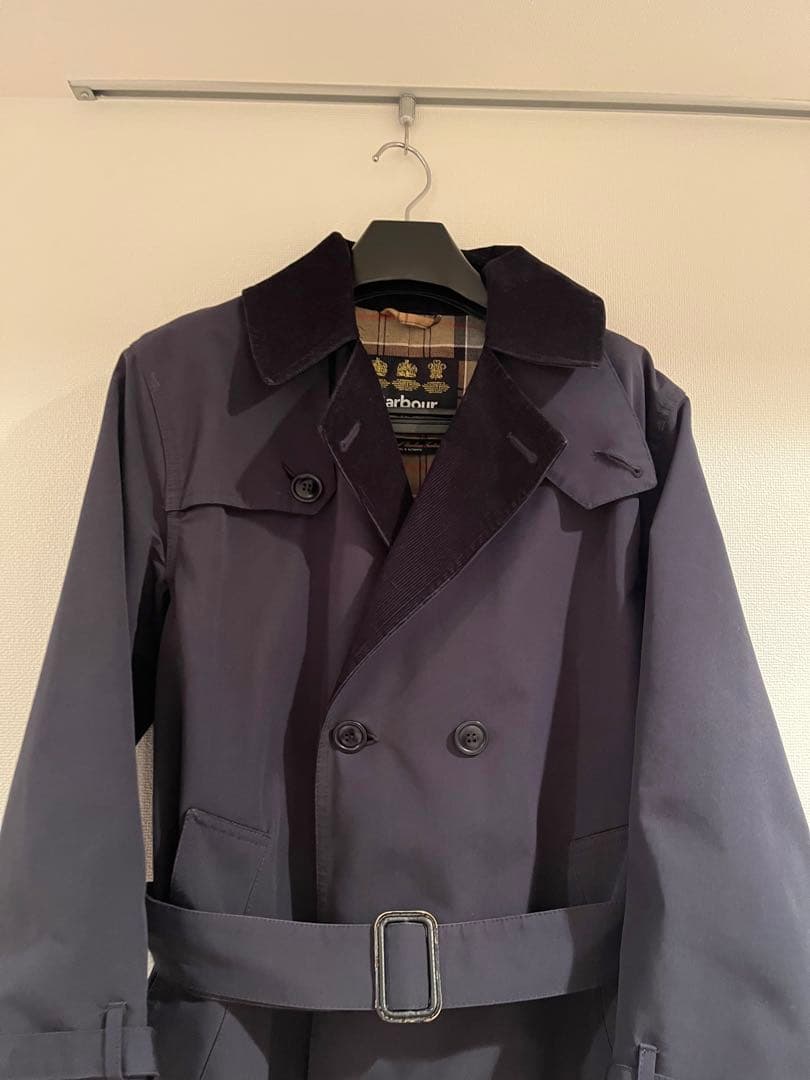 大幅値下げ ブルガリア製 バブアー ノンオイル トレンチコート ネイビー 34