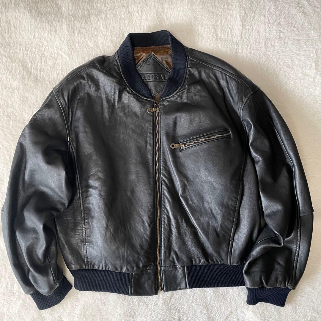 【3L相当】BARISAL 羊革　裏地総柄　 A-2 フライトジャケット