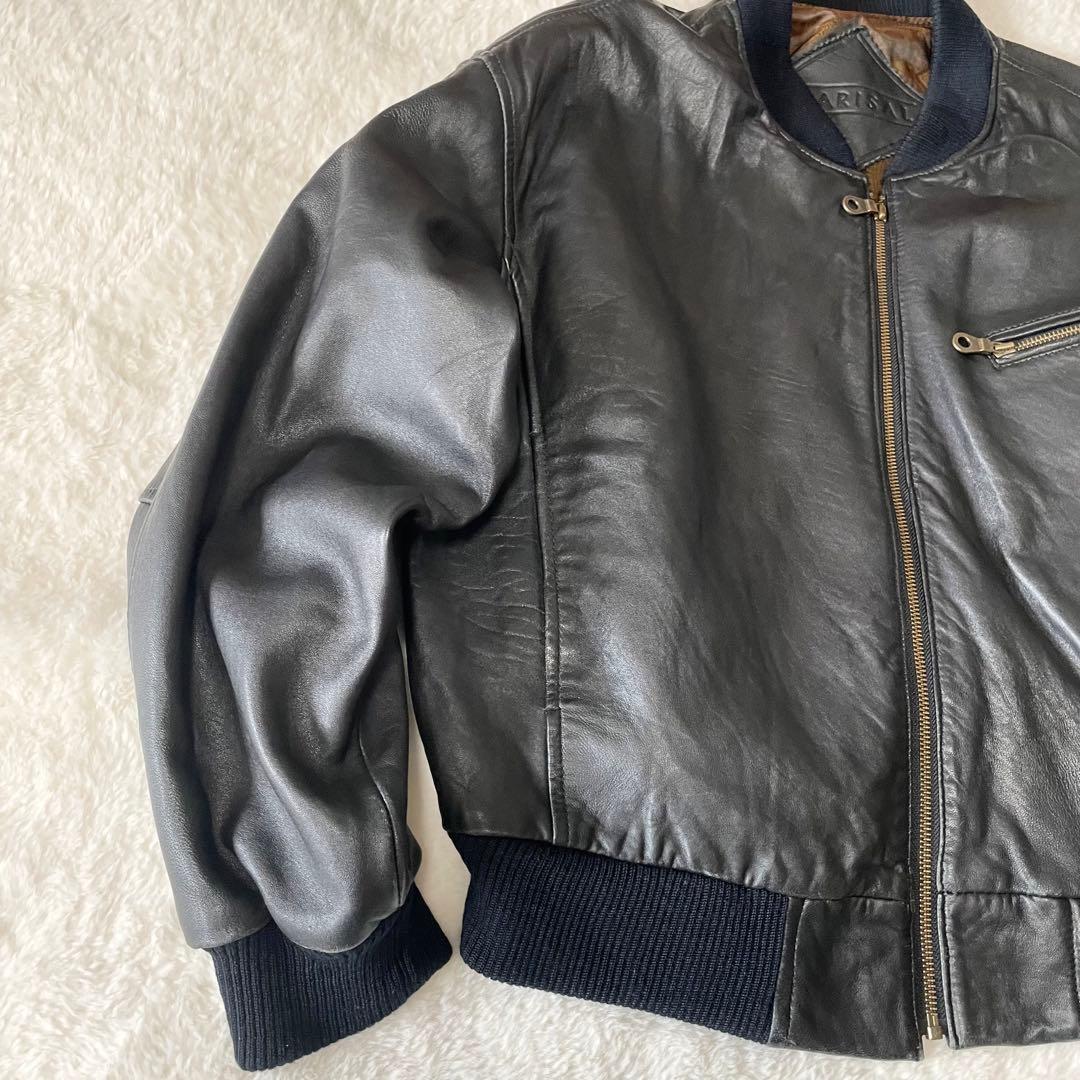 【3L相当】BARISAL 羊革　裏地総柄　 A-2 フライトジャケット