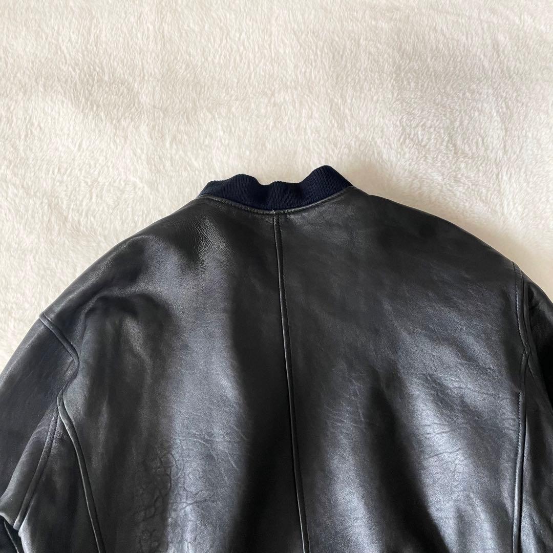 【3L相当】BARISAL 羊革　裏地総柄　 A-2 フライトジャケット