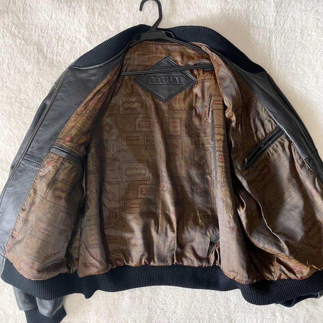 【3L相当】BARISAL 羊革　裏地総柄　 A-2 フライトジャケット
