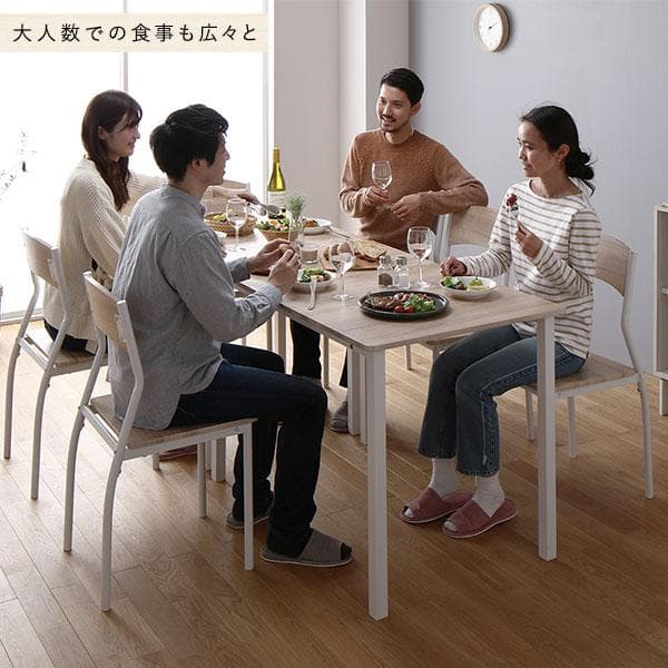 ダイニングセット8点 分割テーブル幅180cm チェア6脚 ナチュラル×ホワイト