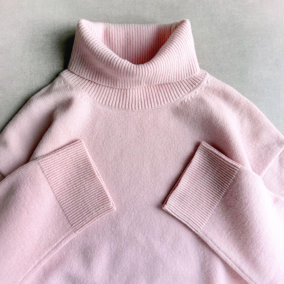 美品▲GALERIE VIE//ファインウールライトタートルネックニット ピンク