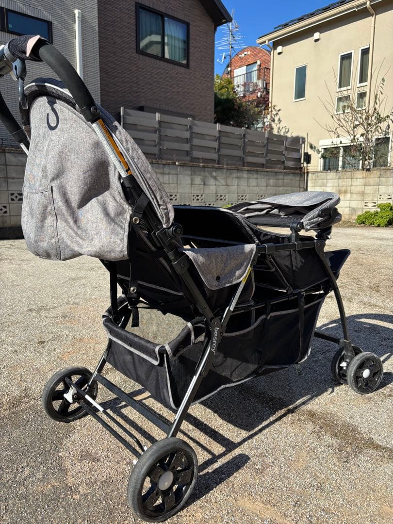 【期間限定価格】besrey 2人乗りベビーカー　グレー