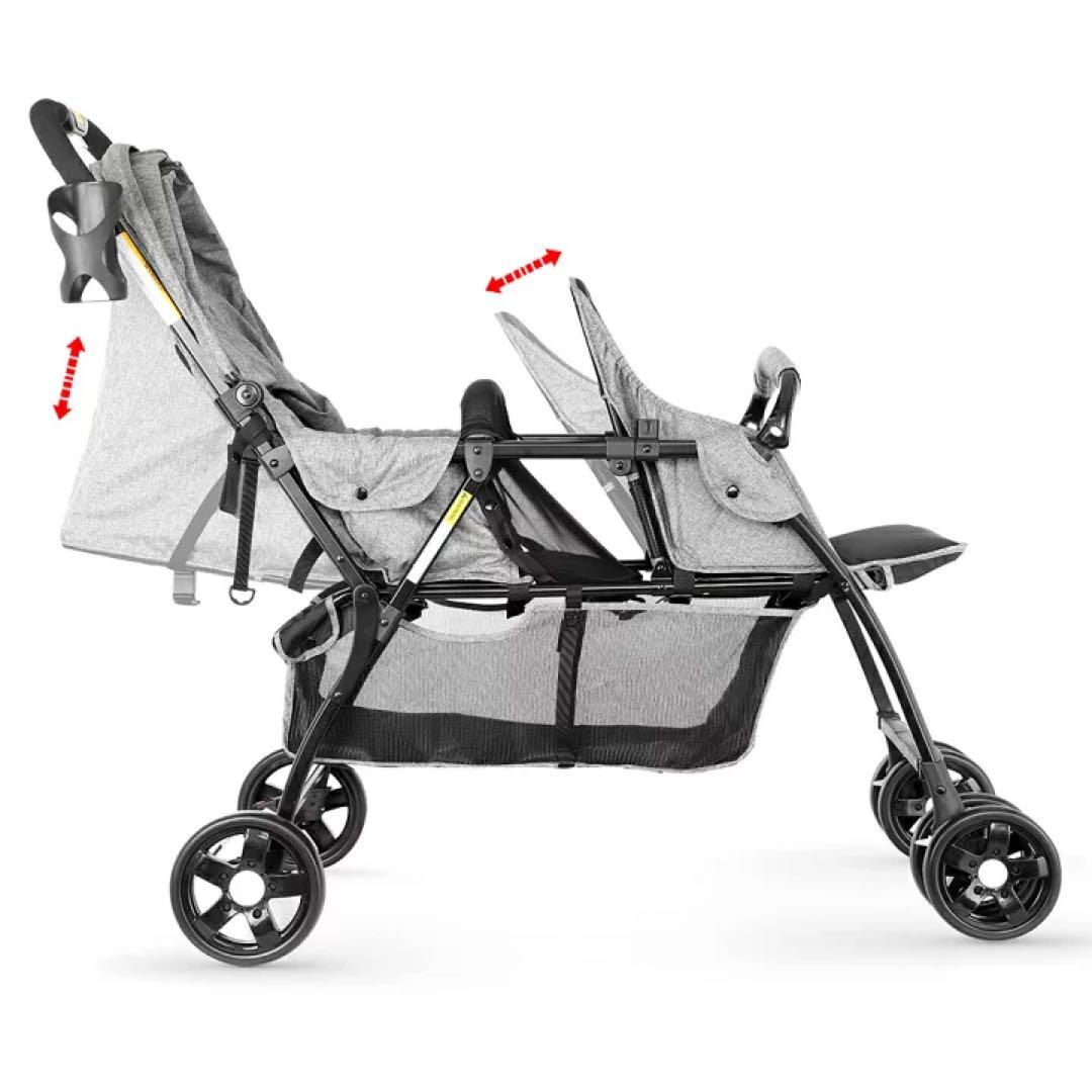 【期間限定価格】besrey 2人乗りベビーカー　グレー