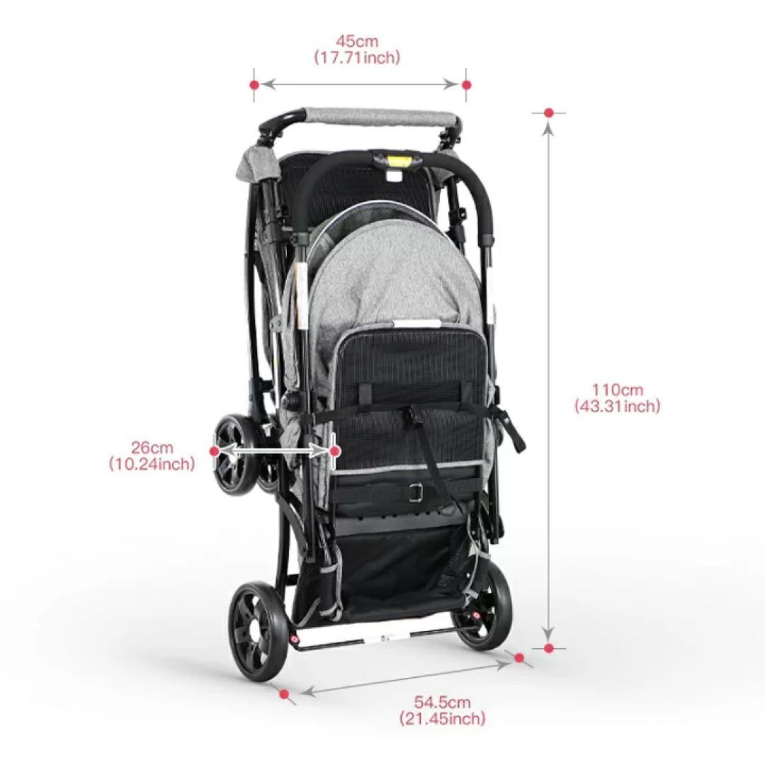 【期間限定価格】besrey 2人乗りベビーカー　グレー